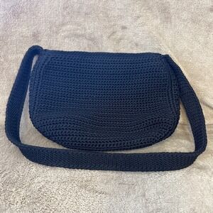 THE SAK Black Crochet Knit Shoulder Bag